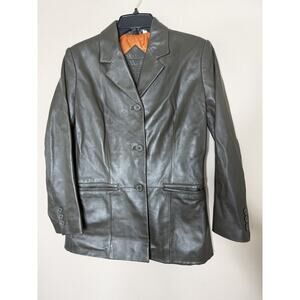 Preston & York Dark Brown Lambskin Leather Jacket Women's Petite Size Small